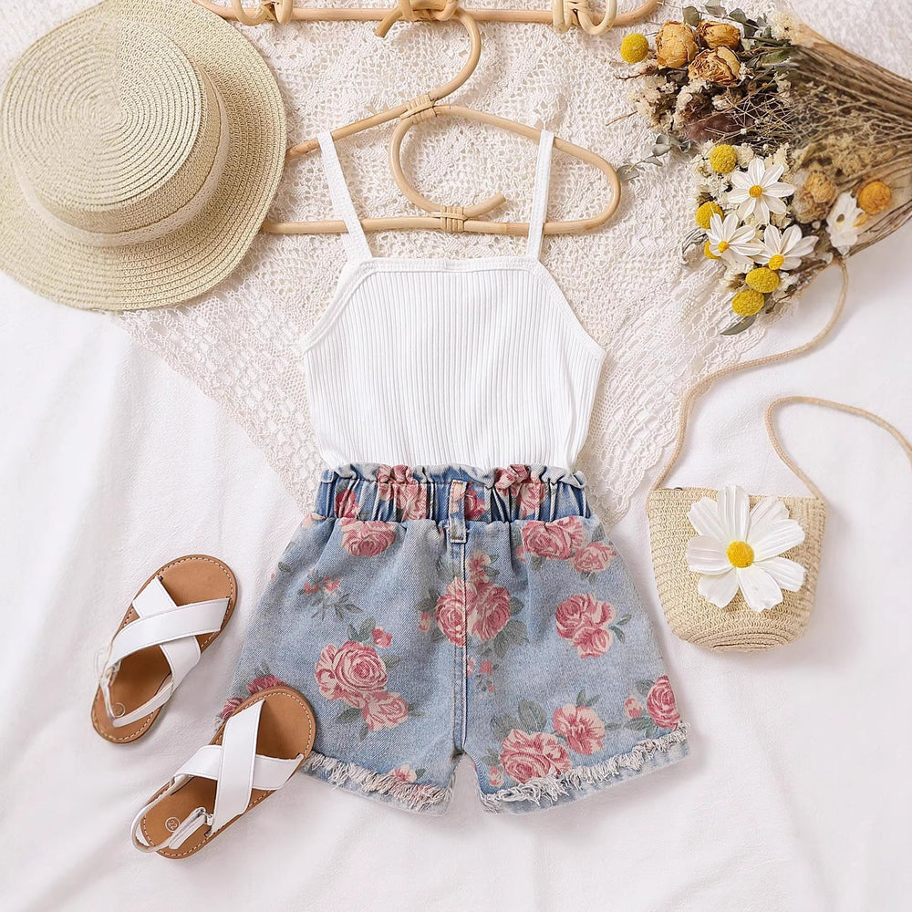 cute girl jumpsuit suspender pit denim printingsuit wholesale one piece drop shipping