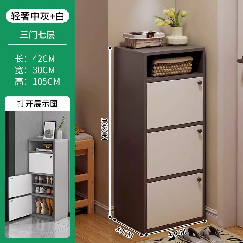 Narrow shoe cabinet Home door shoe rack Large capacity dustproof Simple shelf Corner storage Foyer cabinet Large shoe box