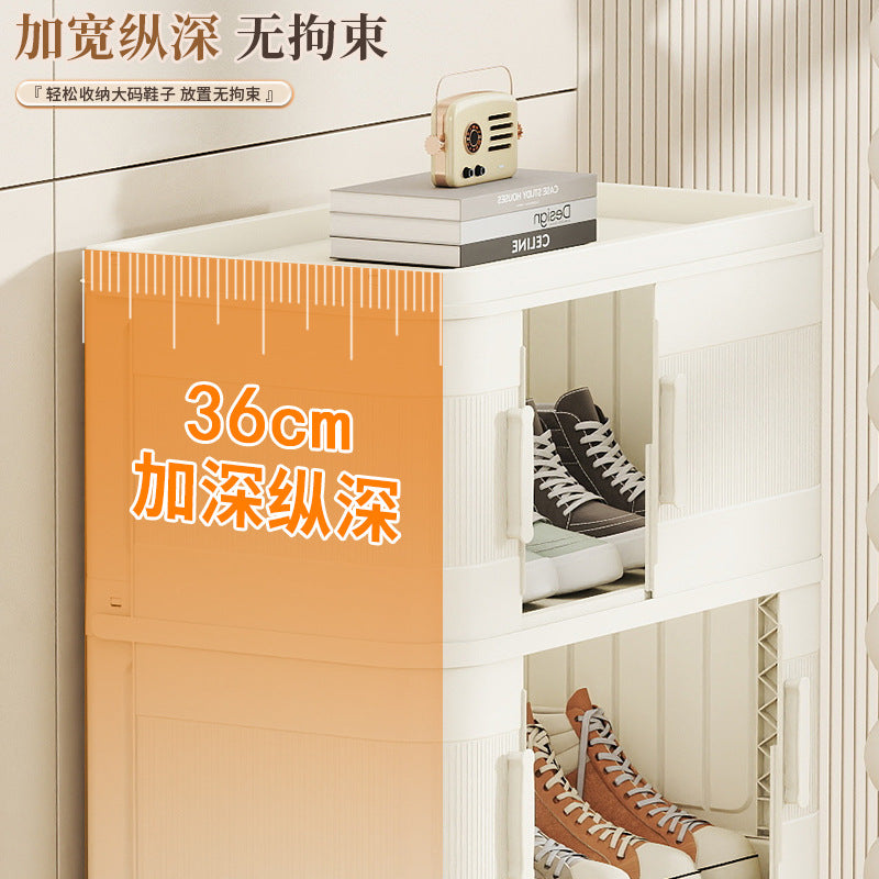 Installation-free shoe box Transparent shoe storage box Multifunctional large storage shoe cabinet Thickened multi-layer folding shoe rack