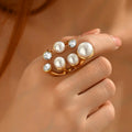 Wholesale pearl ring sets - european & american cross-border vintage faux pearl irregular high-end ring jewelry for women