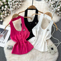 Fashionsense halterbackless single breasted silmslimming lookknitting vest women's outwear western style bottom shirt tops