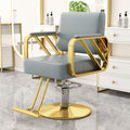 Upgraded reinforced armrests in sky blue leather [electroplated gold disc]