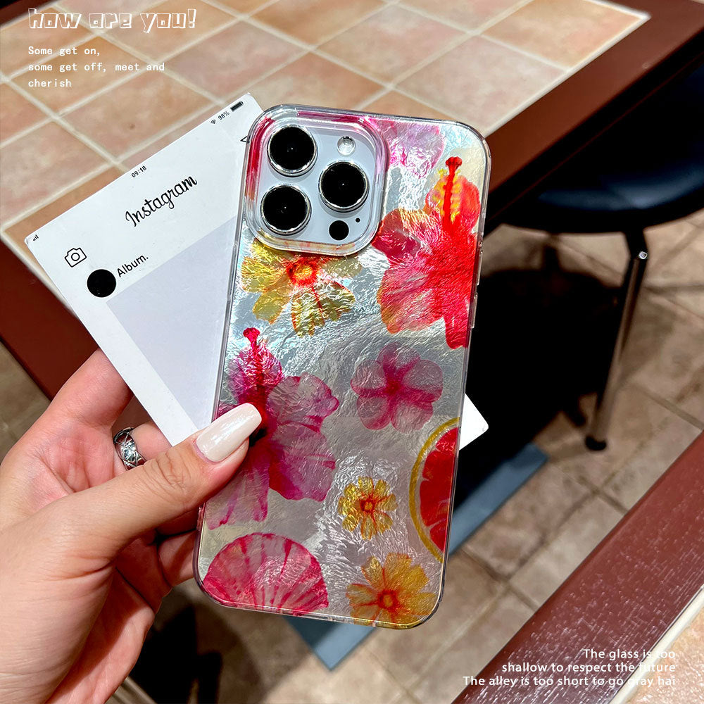 Watercolor floral phone case for apple 16 pro max, anti-drop iphone 17 fashion trend protective cover 15