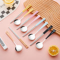 Cartoon 304 stainless steel chopsticks and spoon set - kids' dinnerware with original beerus collaboration design - wholesale