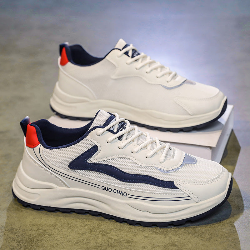 Men's shoes 2026 summer mesh breathable youth casual sneakers men's versatile chunky sole height increasing dad shoes trendy footwear