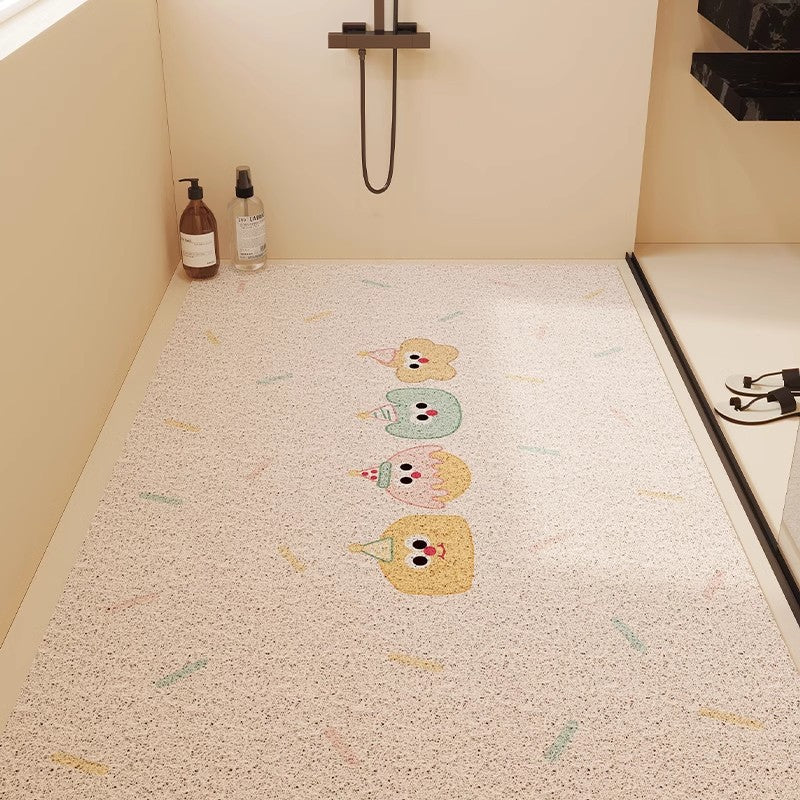 Cartoon cute shower room bathroom mat hollow silk loop non-slip anti-fall floor mat bathroom toilet drainage foot mat