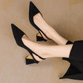 2025 summer new sexy fashion versatile pointed toe chunky heel sandals open side slip-on export high heel sandals for women