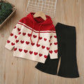 Girls' sweater two-piece set:  autumn/winter new collection - knitted hoodie and pants set for mid-sized children