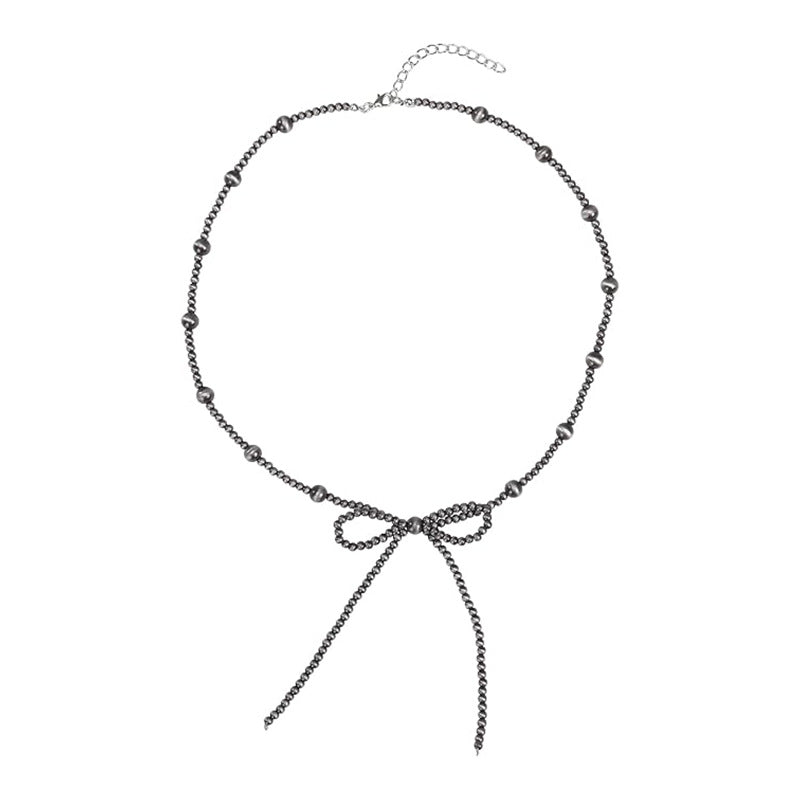 European and american cross-border jewelry amazon hot-selling bow necklace turquoise imitation pearl western cowboy style necklace