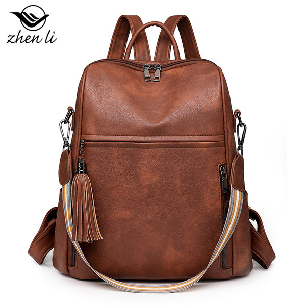 Zhenli women's backpack  new retro casual backpack multi-functional large-capacity shoulder messenger bag