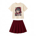 Girls' skirt-pants summer outfit  new style, trendy and cool summer clothes for mid-to-large children, kids' skirt set two-piece