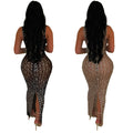 C6942 cross-border   independent station fashion women's sexy mesh see-through maxi dress