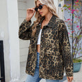 European and american cross-border women's spring new arrivals:  &  washed, versatile, loose-fit leopard print denim jacket/top