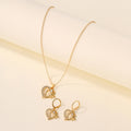 Wholesale heart stud earrings - european & american style cross-border earring jewelry set for women - diamond-accented versatile alloy butterfly sweater necklace - winter collection