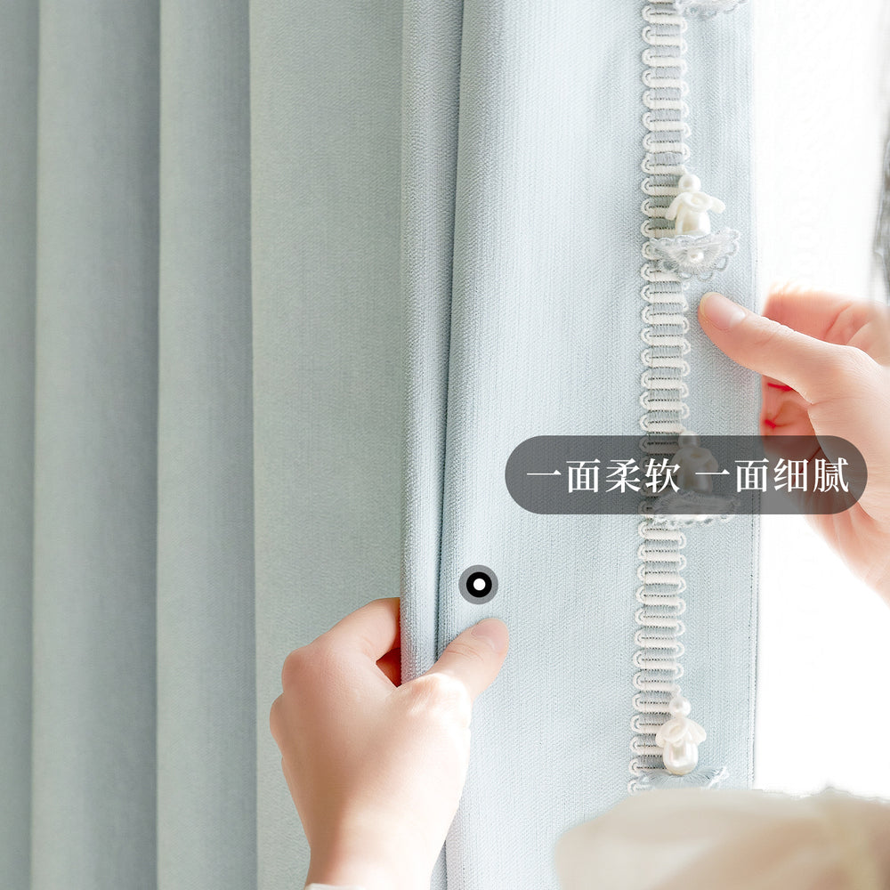 Shaoxing keqiao curtains fully blackout thickened japanese chenille cream modern casual living room bedroom curtains