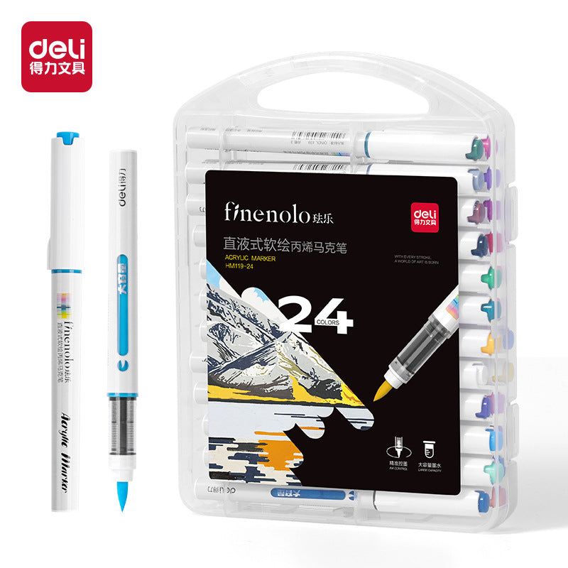 Deli Direct Liquid Soft Painting Acrylic Marker Large Capacity Not Easy to Transmit Color Can Stack Color Soft Head For Art Students
