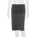 European and american style women's summer  new collection: edgy & chic v-neck long sleeve top with slit midi skirt set
