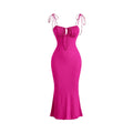 sexy drawstring tie bodycon mermaid maxi dress with spaghetti straps - vacation-ready french style