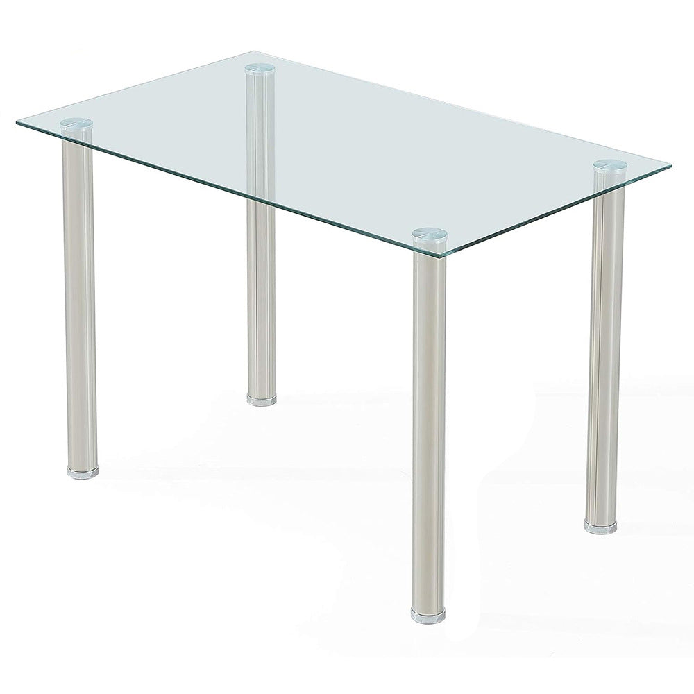 Export modern casual table restaurant 6-person rectangular tempered glass dining table glass dining table