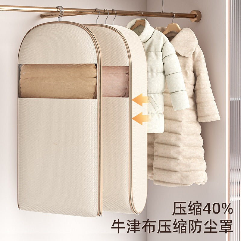 Seasonal down jacket coat compression hanging transparent dust cover wardrobe clothing storage bag transparent compression clothing cover