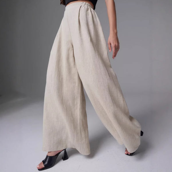 2025 summer and autumn new lazy straight drape loose casual trousers linen high waist wide leg Yamamoto trousers Europe and America