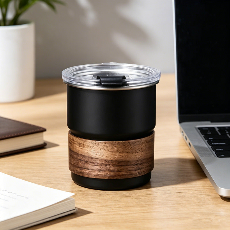 Coffee cup 304 stainless steel water cup portable camping style ins style cup mug american style with lid straw cup