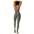 fashion seamless knittingpure color cross back tight yoga suit sports running fitness nine-point pants