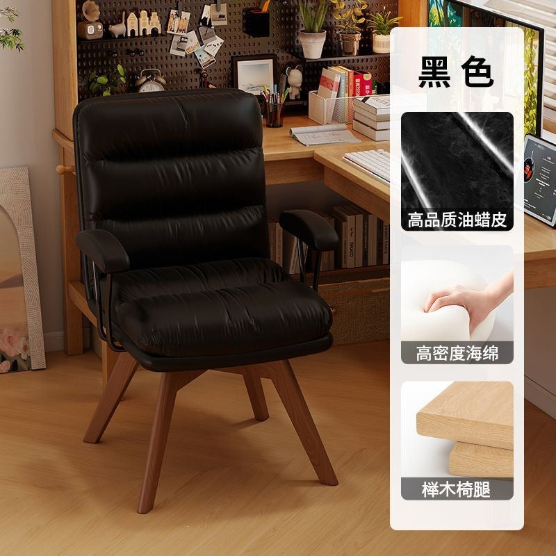 Computer chair for homeaccessible luxuryretrorotatable solid wood chair study desk chair comfortable long sitting bedroom back chair