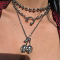 hot-selling stylish cherry skull necklace for women niche stylesense of design hip hop punk metal style multi-layer clavicle chain