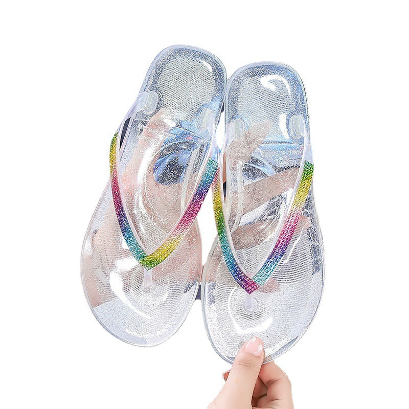 2024 summer women's flip-flops: new fashion candy colors, cute & trendy flat crystal thong sandals