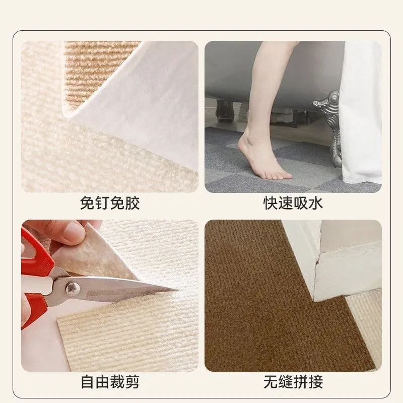 Wholesale splicing carpet square blanket non-slip living room bedroom children's room sound insulation floor mat dirt-resistant cat scratch self-adhesive carpet