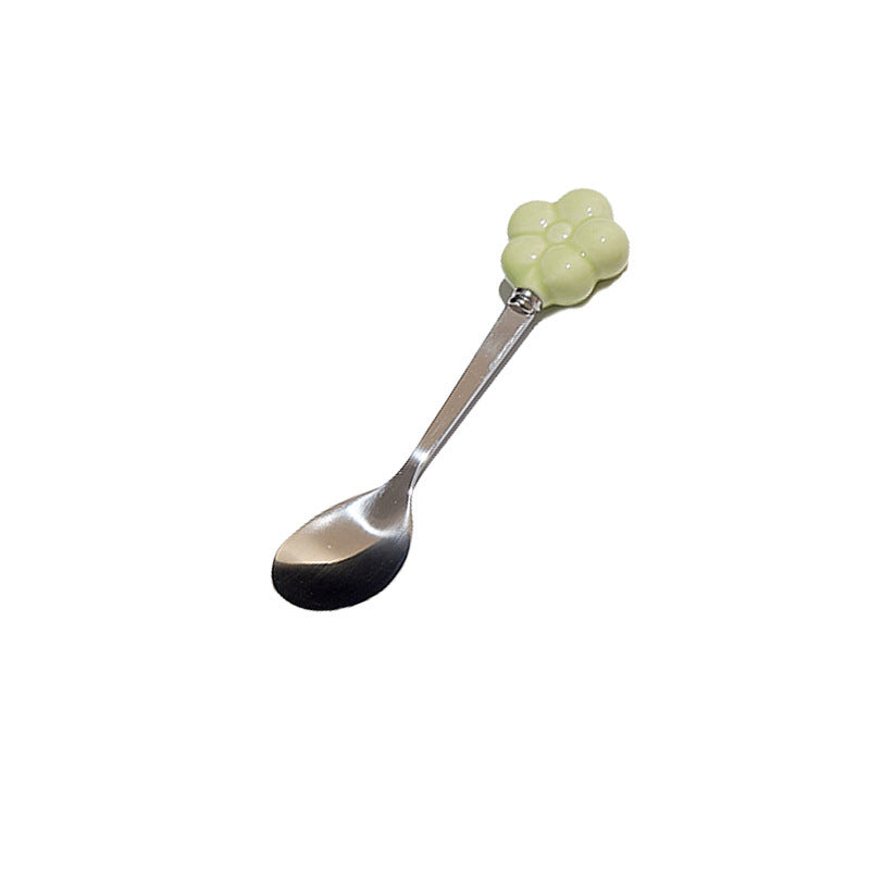 Creative sunflower stainless steel fruit fork desktop decoration ornament ceramic storage jar suit exquisite afternoon tea knife and fork