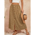 Shipped:  new cross-border european and american printed dress, button-down tie-up maxi skirt, summer country a-line skirt, midi skirt