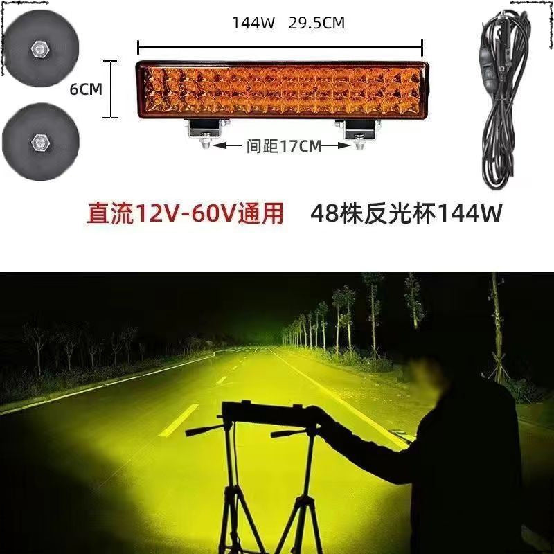 Car spotlight led strip light super bright 12v24 volt truck off-road roof modified China grid strong light flash bar light