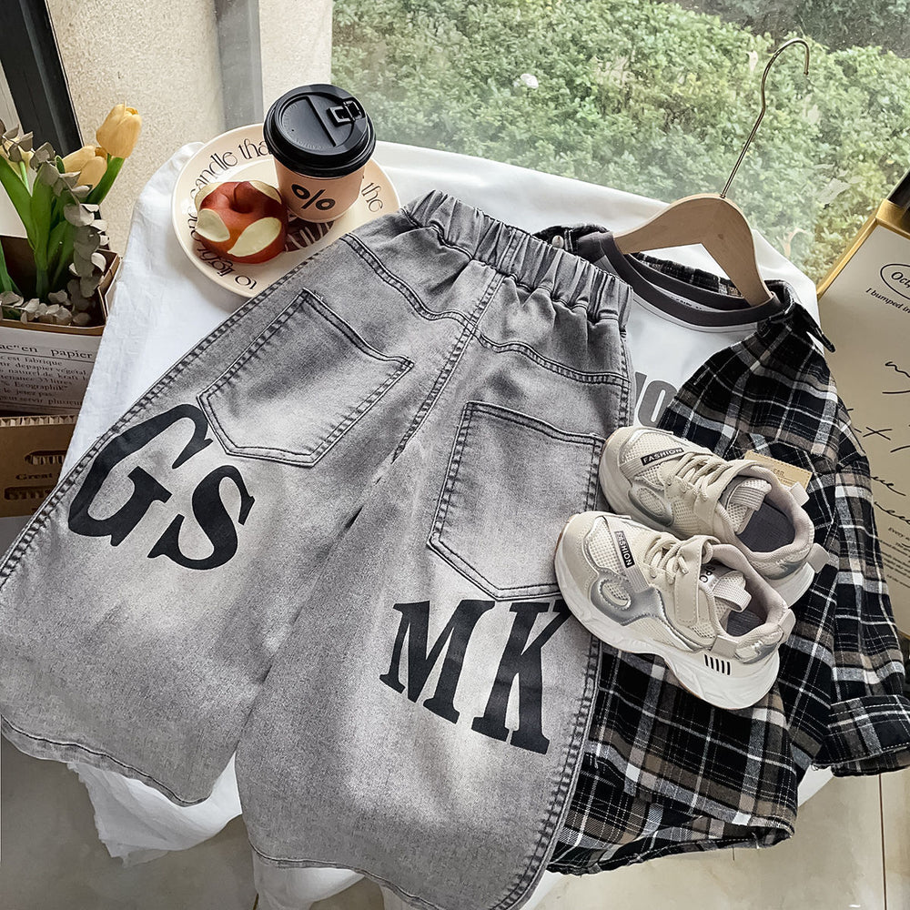 【guangzhou high-stretch soft denim】 new washed soft & supple scimitar cut trendy fashion kids' jeans 2603