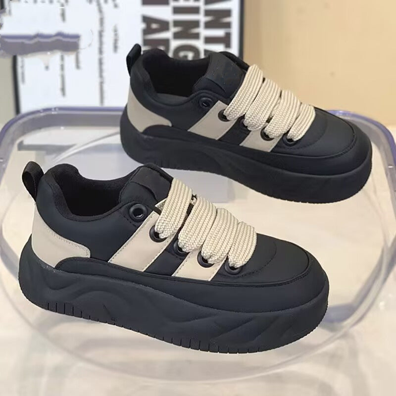 2025 spring/autumn new retro chunky sneakers - women's platform shoes, breathable wedge sneakers, casual athletic shoes