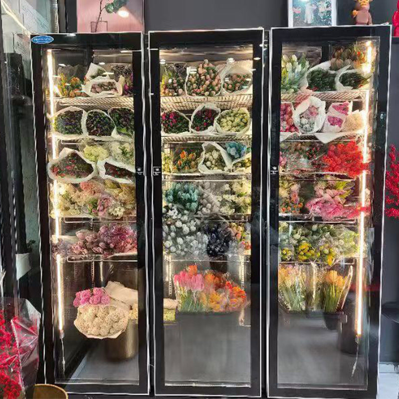 Fisher & paykel flower display refrigerator - commercial upright chiller for florists - keeps flowers fresh