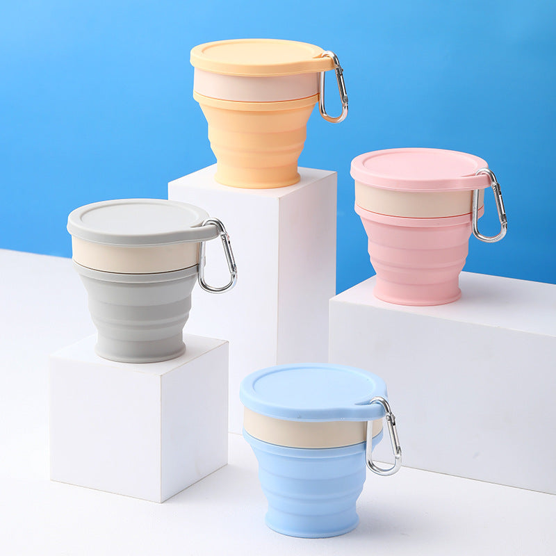 Upgraded silicone collapsible cup with hanging hole - portable travel water bottle for outdoor use, suitable for kids