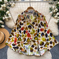 Korean style commute chic colorful geometric print long sleeve shirt - women's summer breathable, skin-friendly, loose fit cardigan top