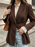 European and american plus size women's blazer - turn-down collar, single button, slim fit, long sleeve, minimalist workwear style - wholesale supply