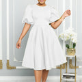 C8631 european and american style women's summer  short-sleeve elegant round neck high-waisted flared evening gown export dress