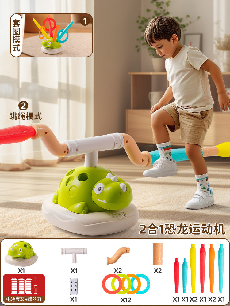 3-in-1 dinosaur exercise machine: kids' bouncing bar, bouncing toy, foot-powered rocket launcher - sensory integration training toy