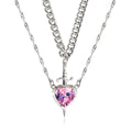 European and american new arrival hot selling pink crystal heart dagger pendant layered necklace french design women's clavicle chain