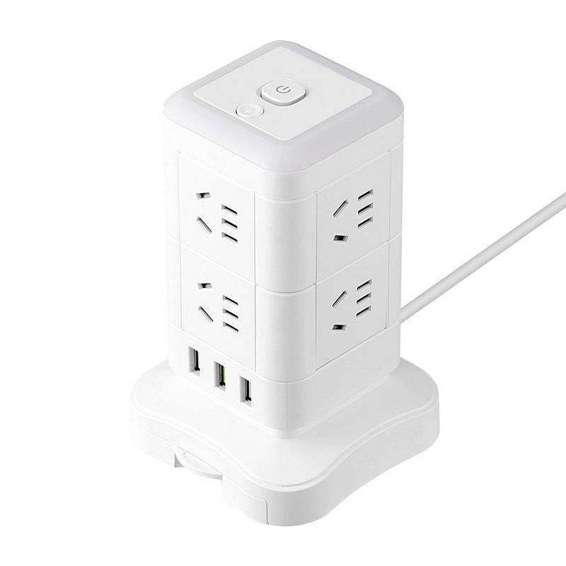 Vertical magic cube socket panel multi-port multifunctional power strip with usb wireless charging, home power strip extension cord