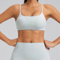 European and american new style thin strap sports bra for women - shockproof, push-up, running, yoga bra with padded cups, fitness tank top