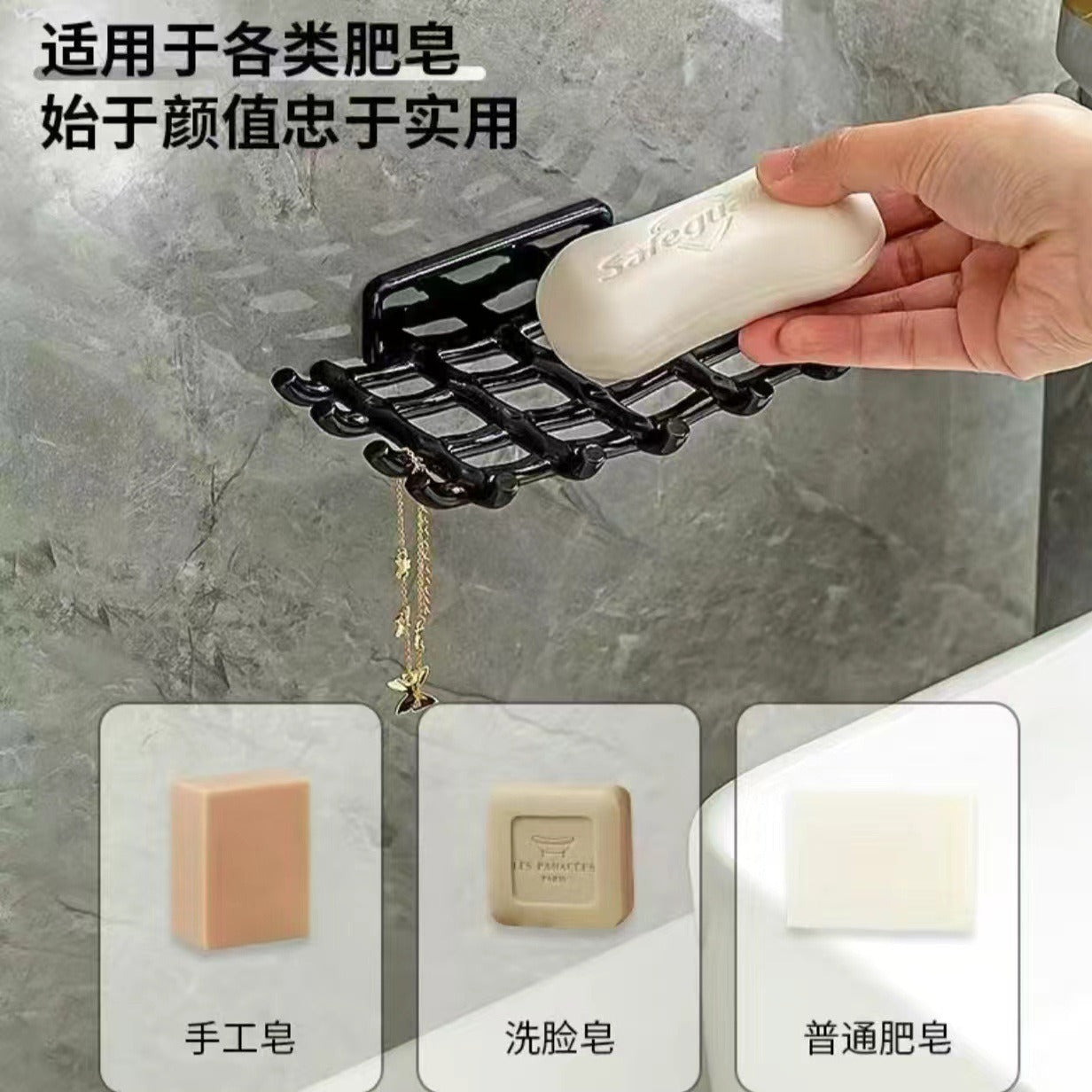 High-value soap box Wall-mounted non-punching household high-grade drain soap Double-layer rack Toilet Bathroom