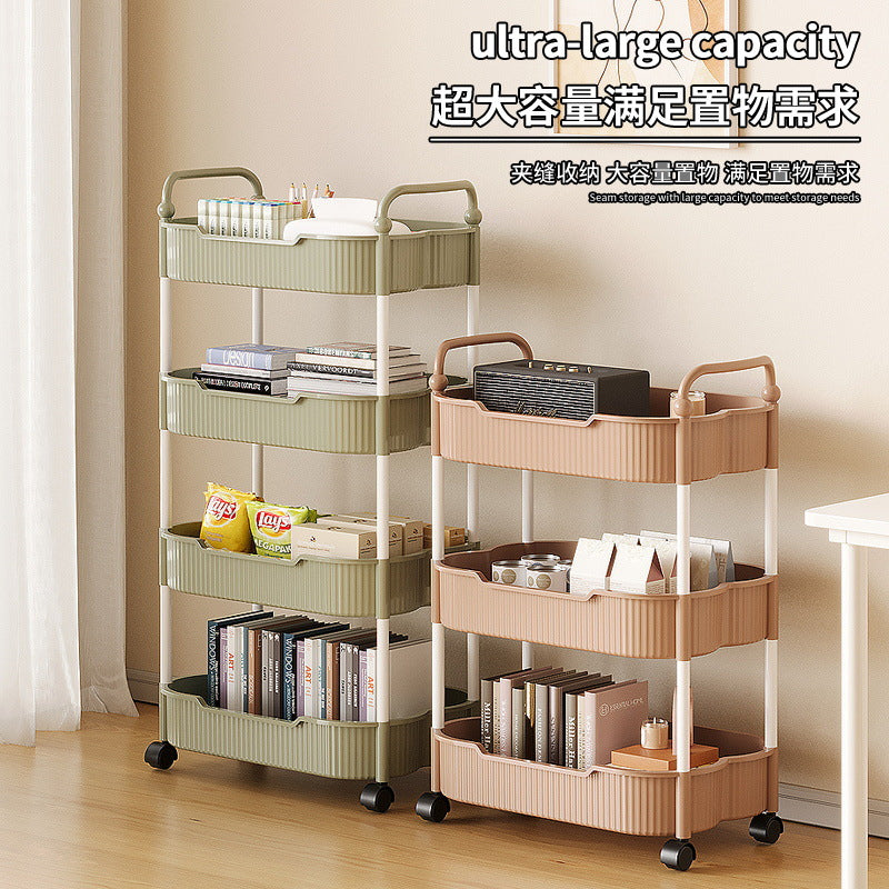 Movable coffee table snack cart cream style living room sofa side table mini bedside storage rack table