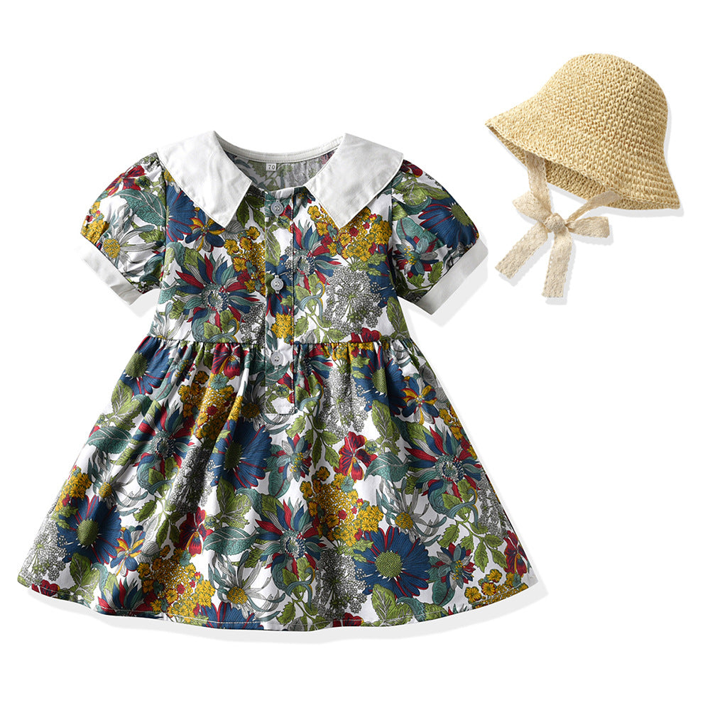 European and american style boys' outfit set: short-sleeve printed shirt, overalls, bow tie - beach-themed cross-border children's wear wholesale