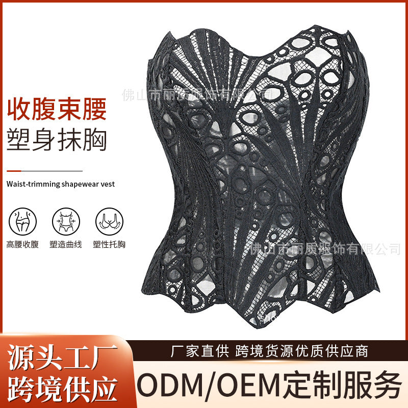 new arrivalasymmetricalcut out palace style fishbone bra body shaping sexy waist outweartube top