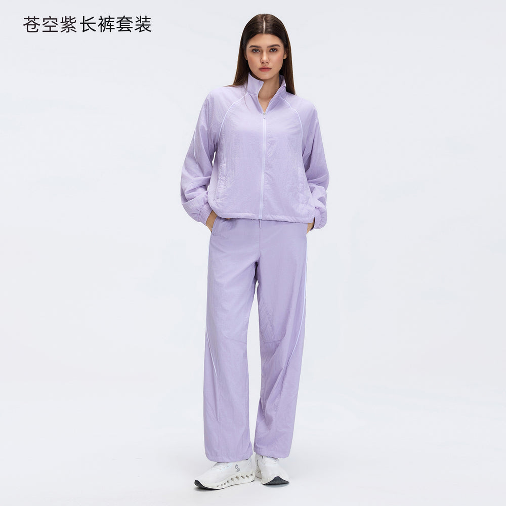 Spring/summer lightweight breathable zip-up jacket short training fitness outdoor casual running sports set for women